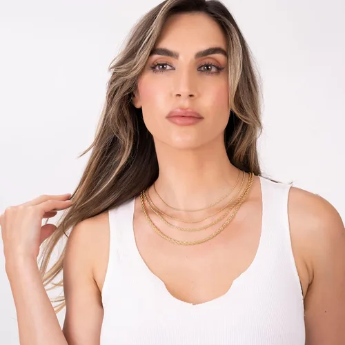 Miniatura 5 de Barzel Collar de cadena de cuerda chapada en oro de 18 quilates, fabricado en Brasil