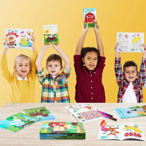 Miniatura 7 de BenLouis 24 piezas de libros para colorear mini de animales de granja, recuerdos de fiesta para niños, pequeños libros de actividades a granel