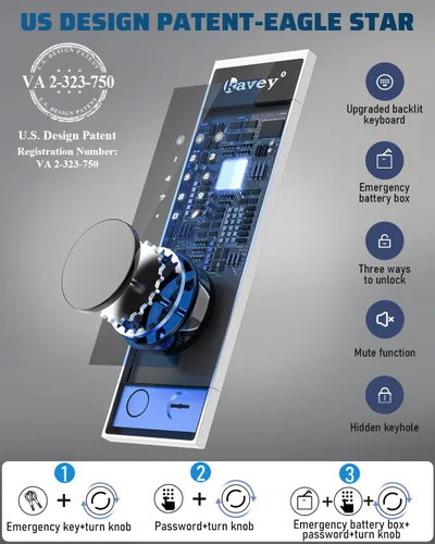 Miniatura 7 de Kavey Caja de seguridad ignífuga de 1.8 pies cúbicos, pantalla táctil LCD, caja fuerte para el hogar con sistema de alarma dual y modo de silencio