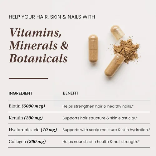 Miniatura 3 de Sandhu's Complejo de biotina, colágeno y queratina Apoya el ciclo normal de crecimiento del cabello Vitaminas para la piel y las uñas