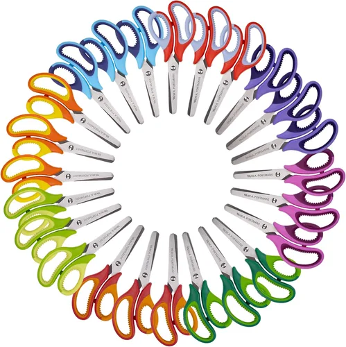 Miniatura 9 de WA Portman - Tijeras romas para niños, con punta roma de 5 pulgadas, para aulas, suministros de regreso a clases, agarre antideslizante y cuchillas