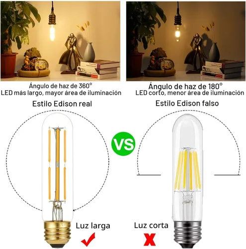 Miniatura 2 de LiteHistory Bombilla Edison E26 regulable de 6 W, igual a 60 W, AC120V, blanco cálido, 2700 K, bombillas Edison de 60 W, 600 lúmenes, bombilla LED