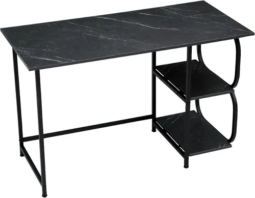 Miniatura 4 de Escritorio para computadora de 47 pulgadas, estación de trabajo, mesa de oficina en casa con estantes de almacenamiento de 2 niveles para espacios