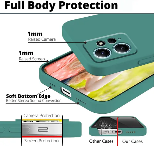 Miniatura 5 de Compatible con Xiaomi Redmi Note 12 4G Funda de silicona líquida verde oscuro, suave al tacto Teléfono Redmi Note 12 4G Funda de silicona a prueba