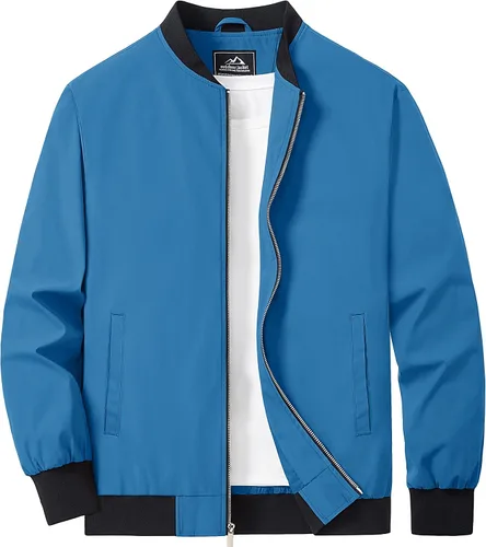 Miniatura 10 de MAGCOMSEN Chaqueta bomber para hombre, ligera, casual, con cremallera, rompevientos, primavera, otoño, abrigo de golf con bolsillos