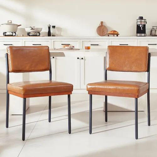 Miniatura 3 de Juego de 2 sillas de comedor modernas, sillas de cocina con cojines gruesos y almohadillas ajustables, sillas de comedor tapizadas de piel sintética