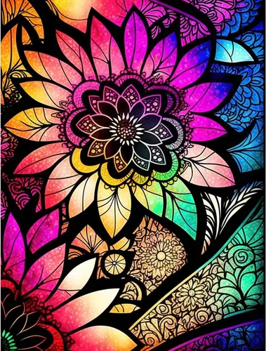 Kits de pintura de diamantes de flores para adultos principiantes – 5D DIY Kit de arte de diamantes redondos con acuarela, flores y puntos de