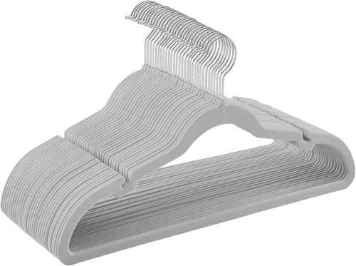 Miniatura 16 de SONGMICS Paquete de 30 perchas de terciopelo antideslizantes con muescas para el hombro, barra para pantalones, gancho giratorio de 360°, ahorro