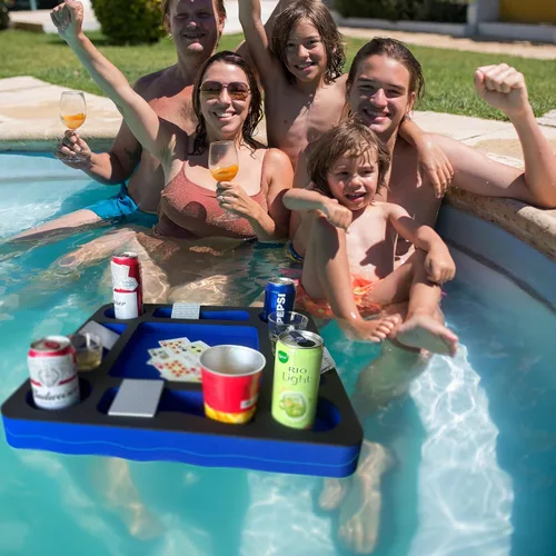 Miniatura 2 de Mesa flotante de juegos de piscina para adultos, soporte para bebidas todo en uno y estación de refrigerio para piscina, playa, bañera