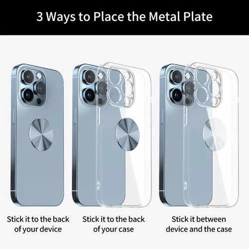 Miniatura 3 de Placa magnética para soporte de teléfono, paquete de 2 soportes de automóvil, calcomanías de metal para placa adhesiva