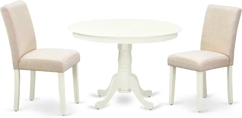 Miniatura 13 de East West Furniture HLAB5-MAH-18 - Juego de mesa y sillas de cocina de 5 piezas, incluye una mesa de comedor redonda con pedestal y 4 sillas