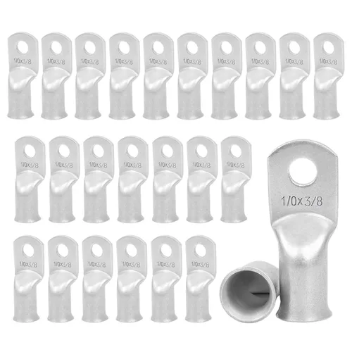 Miniatura 25 de 2/0 AWG 5/16" Stud (25 piezas), terminal de anillo de batería resistente, conectores de calibre 00, lengüetas de alambre de cobre 2/0, terminales