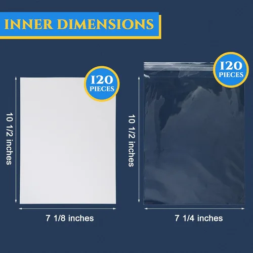 Miniatura 2 de Epakh Juego de 120 fundas y tableros de cómics reutilizables transparentes de 7.25 x 10.5 pulgadas con tableros de respaldo para almacenamiento