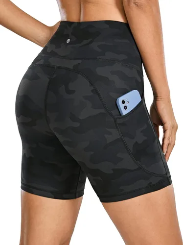 Miniatura 10 de CRZ YOGA Women's Brushed Naked Feeling Biker Shorts with Side Pockets 6'' - High Waist Matte Workout Yoga Gym Spandex