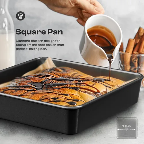 Miniatura 7 de Juego de Moldes Antiadherentes para Hornear, Juego de 8 Piezas Apilables para Repostería, Juego de Moldes para Horno No Tóxicos, Incluye Bandeja