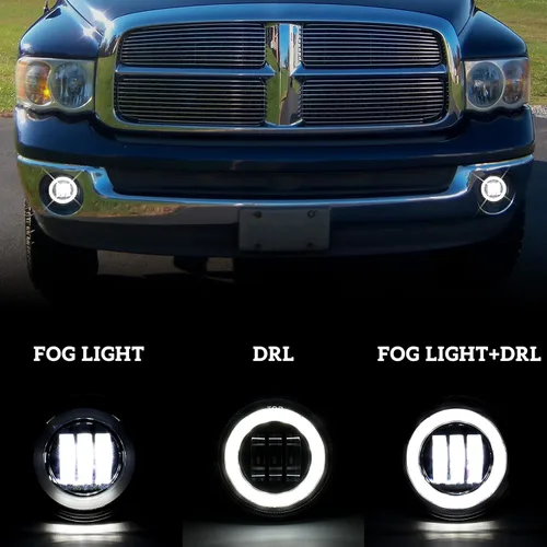 Miniatura 2 de Luces antiniebla LED con anillo de halo DRL para Dodge Ram 1500 2500 3500 94-02, reemplazo de faros antiniebla de conducción de parachoques