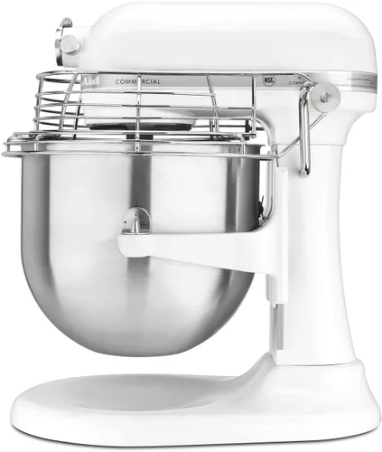 Miniatura 6 de KitchenAid Serie Comercial 8 cuartos Mezclador de pie con protección de tazón de acero inoxidable - KSMC895 Blanco