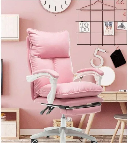 Miniatura 4 de Silla de oficina ergonómica de cuero ejecutiva grande y alta con base de respaldo alto, reposabrazos reposapiés oculto y sillas giratorias para Beige