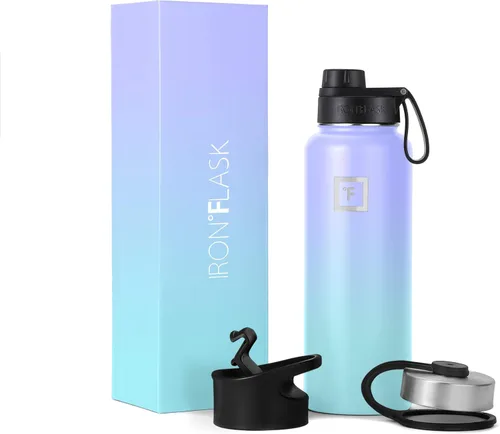 Miniatura 117 de IRON °FLASK Frasco de hidratación para acampar y senderismo con pajilla, botella de agua deportiva de acero inoxidable con aislamiento de boca Dark