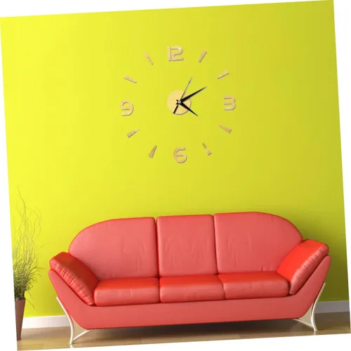 Miniatura 4 de IMIKEYA Reloj de pared sin marco, reloj de pared dorado, pegatinas de espejo, sin marco, reloj de pared, reloj acrílico, mural, hogar, reloj