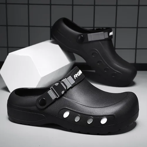 Miniatura 2 de MEIAGDT Zapatos de chef antideslizantes para hombre, impermeables y a prueba de aceite, con correas ajustables, suaves y cómodos, adecuados