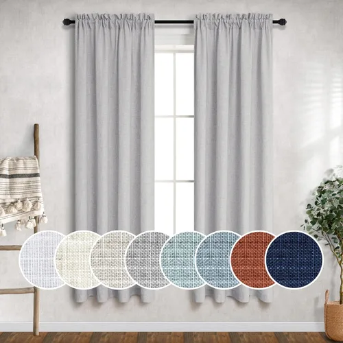 Miniatura 42 de Cortinas blancas puras de 38 pulgadas de ancho para dormitorio, juego de 2 paneles de cortinas de privacidad con bolsillo para barra, cortinas