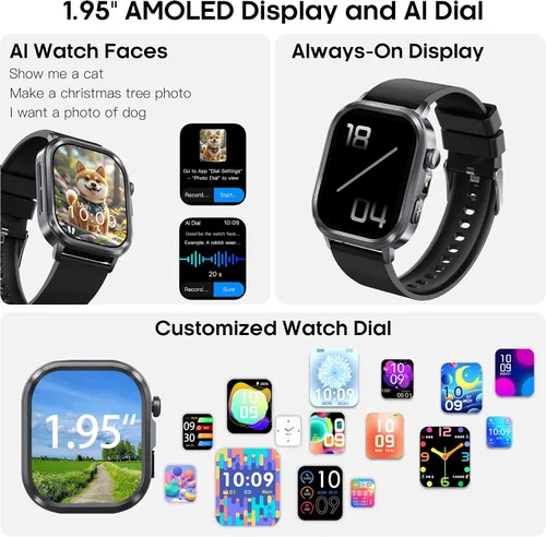 Miniatura 8 de AMOLED - Relojes inteligentes para hombres y mujeres, rastreador de actividad física con monitor de frecuencia cardíaca, estrés y sueño 24/7
