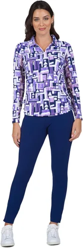 Miniatura 2 de IBKUL Athleisure Wear 48543 - Polo de manga larga con protección solar UPF 50+ Icefil Cooling Tech Jennifer Print de longitud ajustable