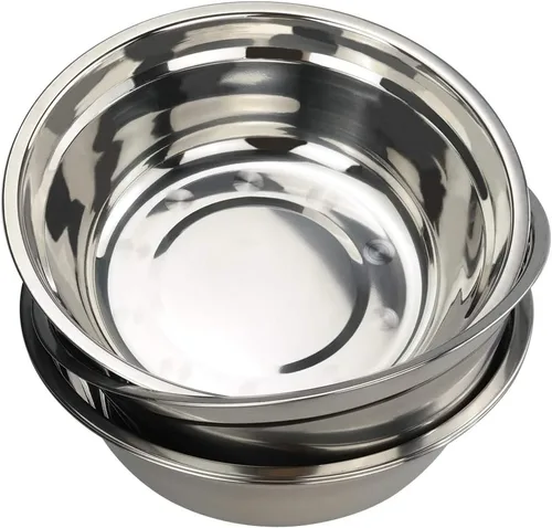 Paquete de 4 cuencos grandes de acero inoxidable para mezcla/cuencos de preparación de metal, 10 pulgadas