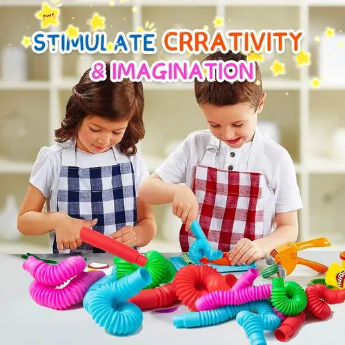 Miniatura 7 de Juguetes sensoriales Pop Tubes, juguetes sensoriales para niños y adultos, tubos multicolor para reventar (4 unidades)