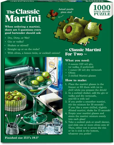 Miniatura 7 de Rompecabezas de 1000 piezas - El Martini Clásico, rompecabezas de cóctel para adultos con póster de tamaño completo, arte vibrante, diversión
