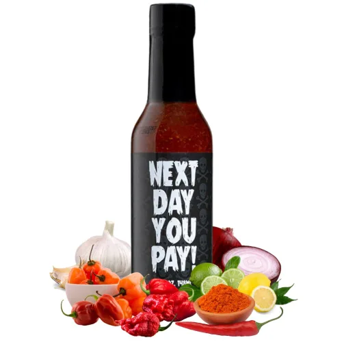 Miniatura 5 de Hellfire Hot Sauce Bloody Snot - Salsa picante de ajo gourmet con pimientos Carolina Reaper, 5 onzas premiada Premium, salsa gourmet a base