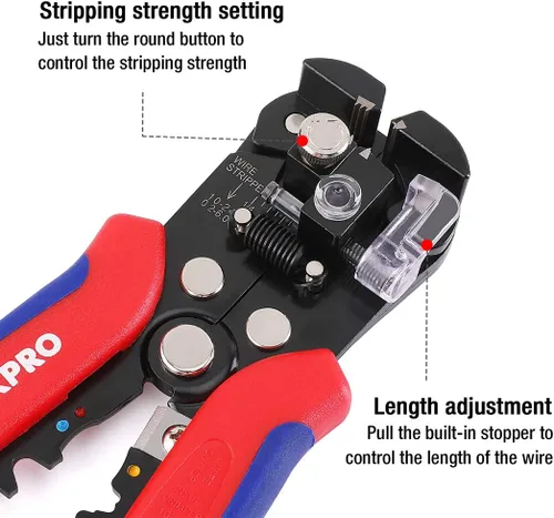 Miniatura 4 de WORKPRO Juego de pelacables, pelacables multiherramienta de 8 pulgadas y juego de pelacables autoajustable de 8 pulgadas para pelar, cortar