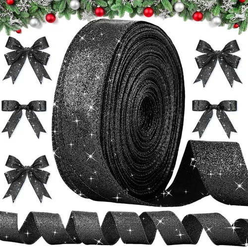 Unittype Cintas con purpurina de 50 yardas, cinta metálica decorativa de 1.5 pulgadas para envolver regalos, lazos de Navidad, regalos para envolver