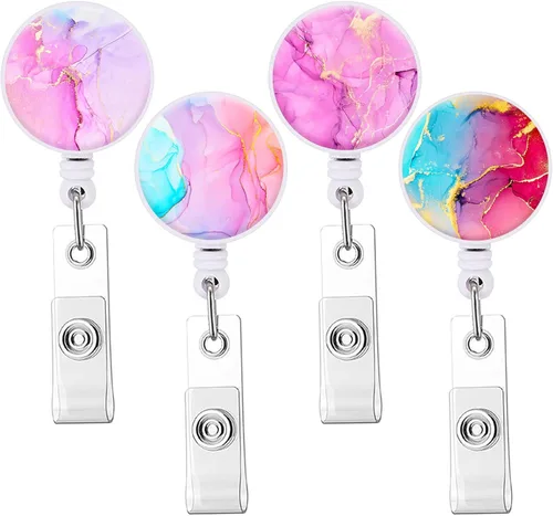 Miniatura 7 de Carretes de insignia retráctiles, soportes para insignias lindos, clip de insignia con llavero retráctil y llavero, cuerda de nylon duradera