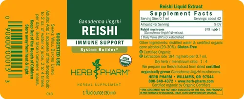 Miniatura 10 de Herb Pharm Reishi Extracto de hongos Constructor del Sistema Inmune - 1 onza