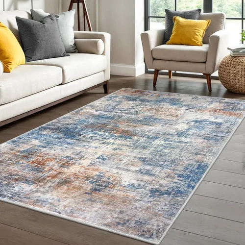 Miniatura 128 de IOHOUZE Alfombra pequeña abstracta de 2 x 3 pies, alfombra de entrada lavable para entrada interior, alfombras con respaldo de goma, alfombra gris