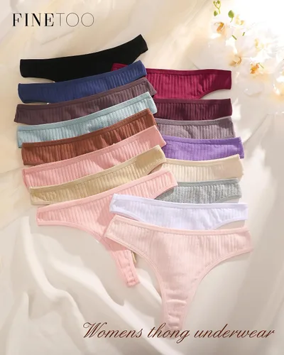 Miniatura 5 de FINETOO Tangas de algodón para mujer, suaves, de cintura baja, sexys, tangas para mujer, ropa interior de mujer, 6 paquetes, XS-XXXL