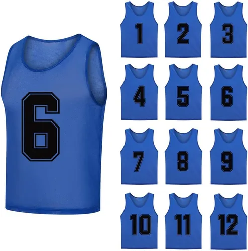 Paquete de 12 (1-12) Pinnies/baberos de entrenamiento de fútbol/camisetas de baloncesto para niños, jóvenes y adultos