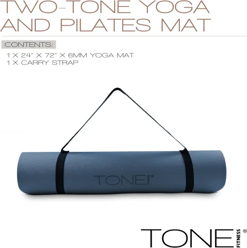 Miniatura 3 de TONE Fitness Esterilla de yoga antideslizante de 1/4 pulgadas de grosor para ejercicios y pilates para entrenamientos en casa con correa