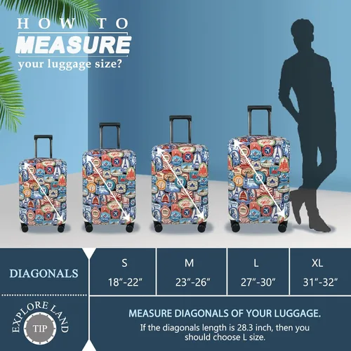 Miniatura 5 de Explore Land - Funda protectora para equipaje de viaje, protector de maleta, se adapta a maletas de 18-32 pulgadas