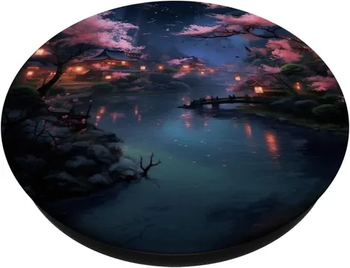 Miniatura 2 de PopGrip estándar japonés Sakura Cherry Blossom Moon PopSockets estándar