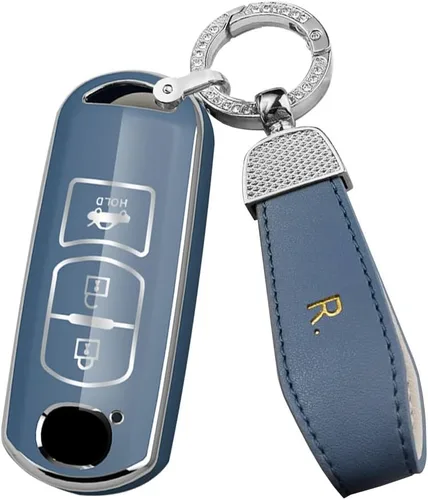 Miniatura 10 de ontto Funda para llave inteligente compatible con Mazda de 3 botones para Mazda 2, 3, 5, 6, 8, CX3, CX5, CX7, CX9, MX5, protector de llave de Negro