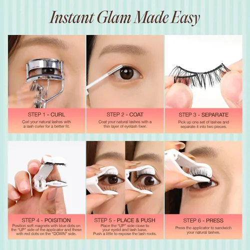 Miniatura 7 de LASHVIEW Kit de pestañas magnéticas suaves, aspecto natural con imanes ultradelgados de 0.17mm, pestañas cómodas sin pegamento con aplicador