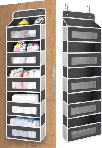 Organizador de almacenamiento sobre la puerta, 5 estantes organizadores de puerta colgantes con 10 bolsillos de gran capacidad, anti inclinación, 48