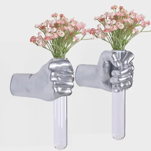 Miniatura 14 de 2 piezas de esculturas de pared, florero de manos para decoración del hogar, escultura artística de montaje en pared, estatua de arte de pared