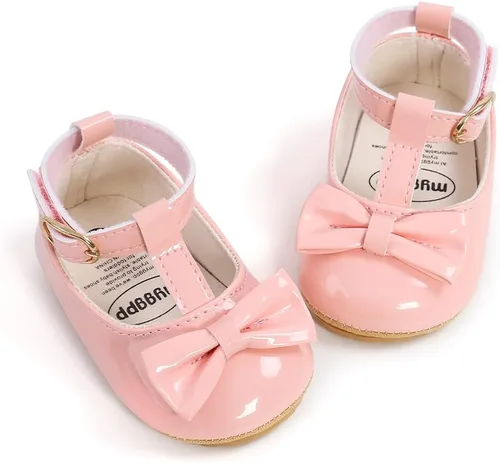 SOFMUO Mary Jane - Zapatos planos con lazo, zapatos de ballet para niñas pequeñas, primeros caminantes, para boda, Navidad, zapatos de vestir