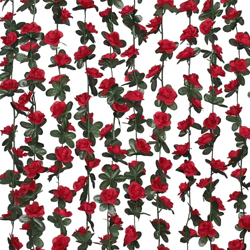 Miniatura 16 de MARTINE MALL Guirnalda de Flores – 5 hebras de 41 pies de enredaderas de rosas para decoración de dormitorio, guirnalda floral de rosas azules