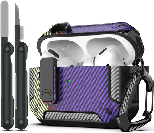 Miniatura 35 de RFUNGUANGO Funda para AirPod de 2ª generación con kit de limpieza, armadura protectora de carcasa dura militar con bloqueo para funda de carga