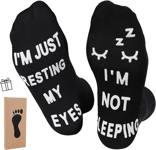ZXGXLAW Regalos de cumpleaños para papá, hombres, marido, abuelo, mujeres, idea para el día del padre, Navidad, no estoy durmiendo, calcetines